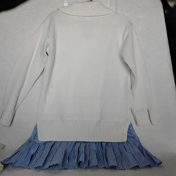 English Factory White Blue Sweater Dress for Women - Picture 3 of 9